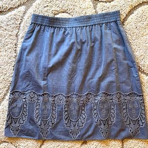 Talbots Chambray Embroidered Skirt